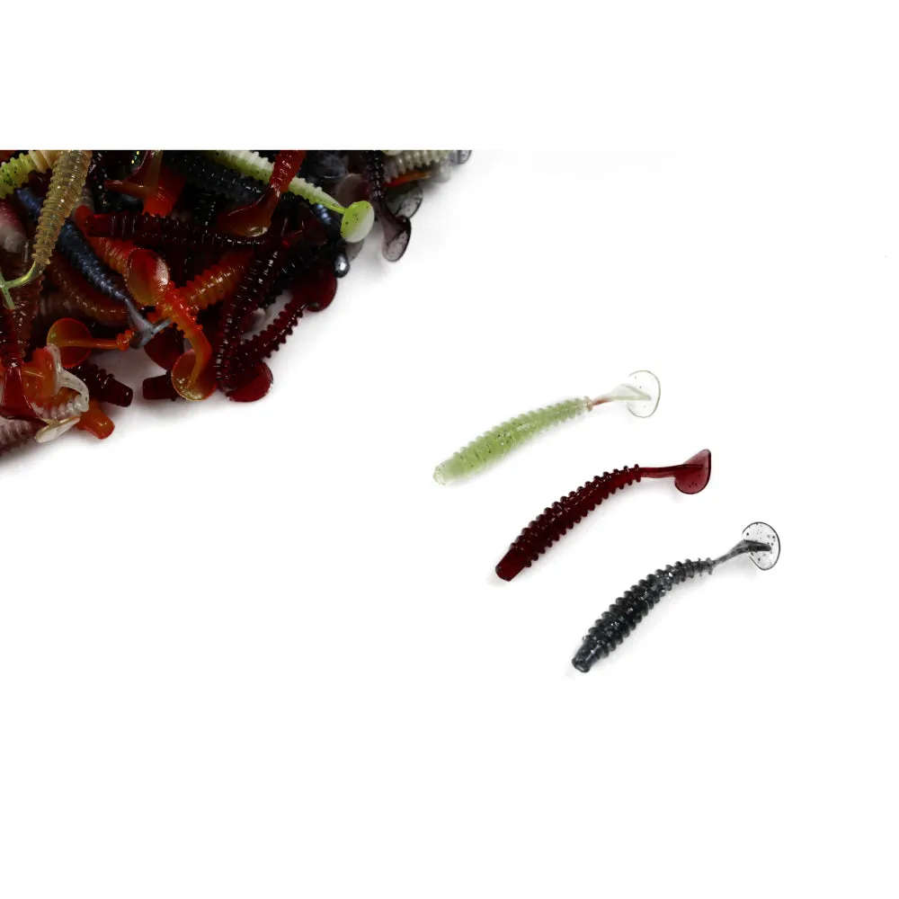 100 X Soft Fishing Lure Plastic Tackle 50mm Paddle Tail Grub Worm Bream Bass