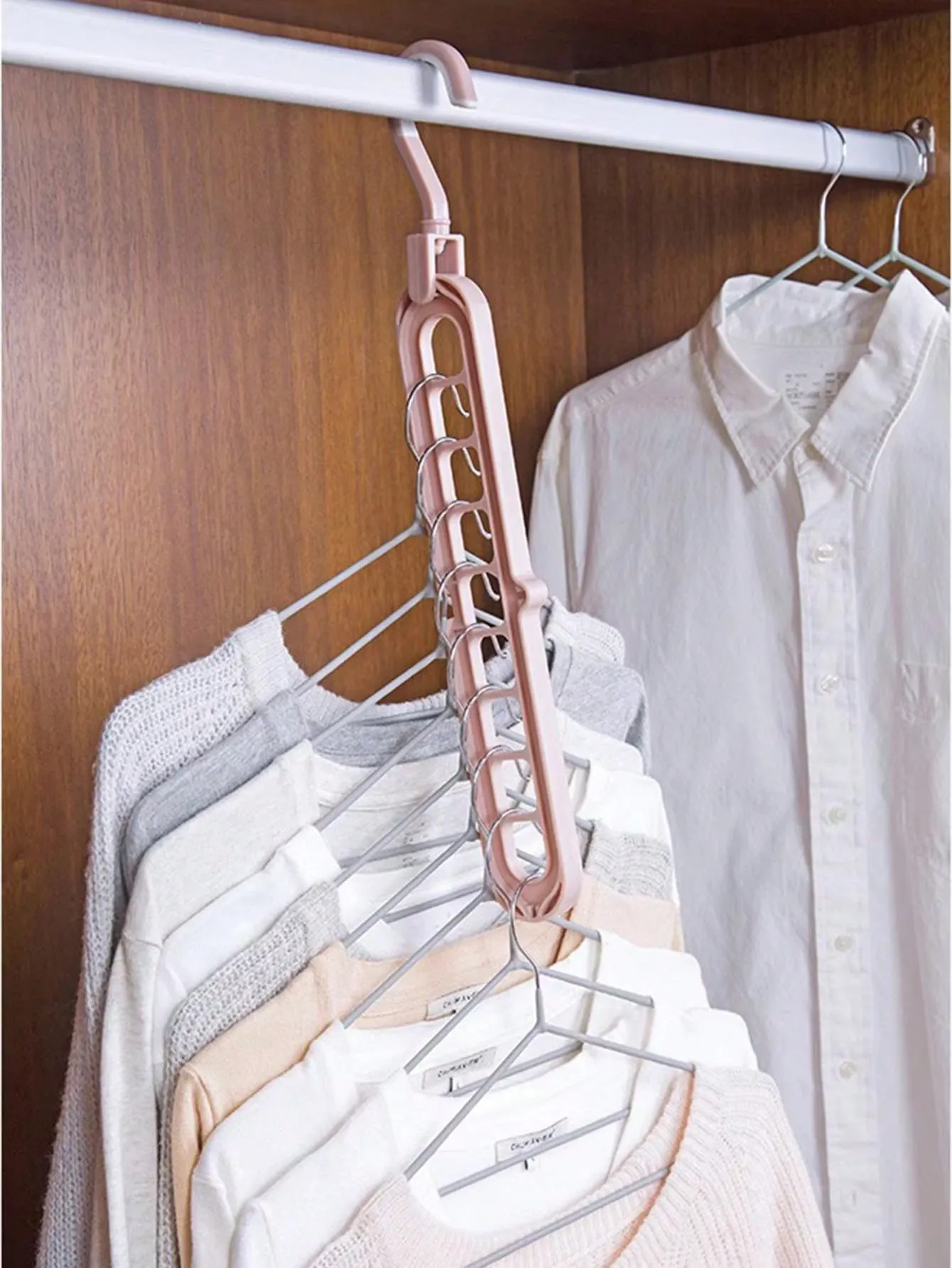 1pc Multifunctional 9-hole Hanger For Home Wardrobe, Rotatable Clothes Hanger, Storage Rack, Magic Clothes Hanger