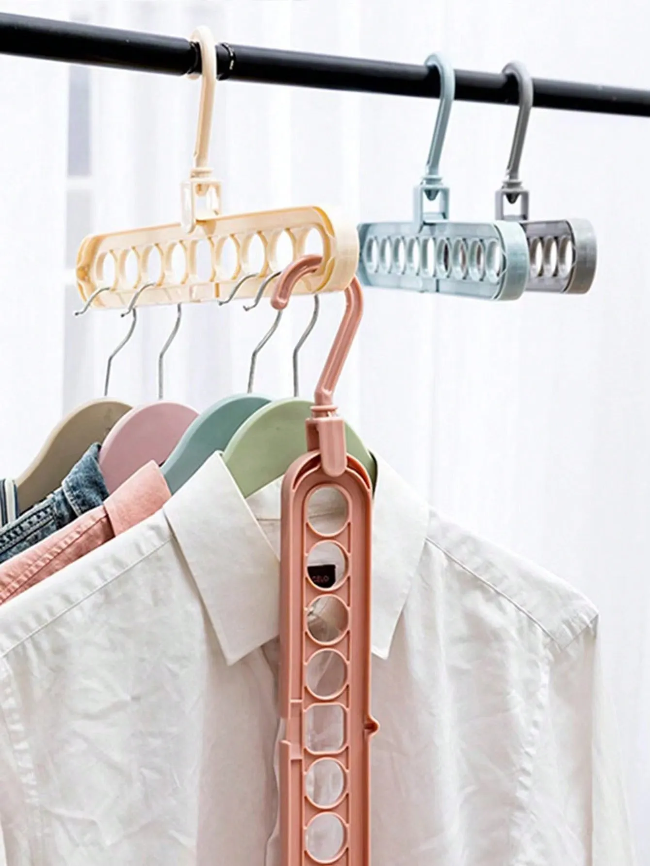 1pc Multifunctional 9-hole Hanger For Home Wardrobe, Rotatable Clothes Hanger, Storage Rack, Magic Clothes Hanger