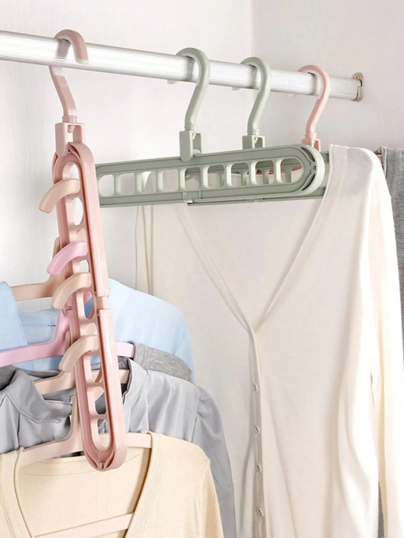 1pc Multifunctional 9-hole Hanger For Home Wardrobe, Rotatable Clothes Hanger, Storage Rack, Magic Clothes Hanger