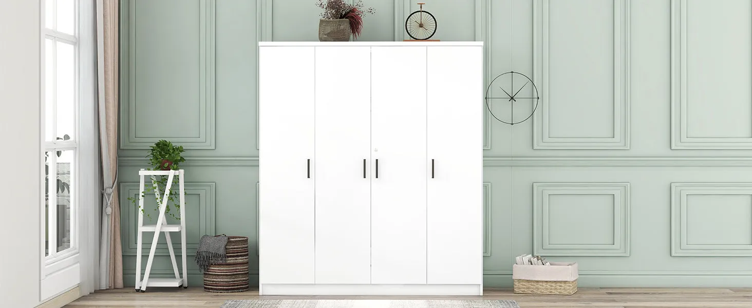 4-Door Wardrobe with 1 Drawer, White