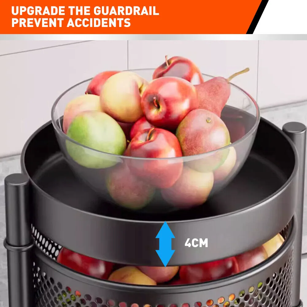 5 Tiers Kitchen Trolley Cart | Wheels | Round Vegetable Storage Holder | Fruit Holder