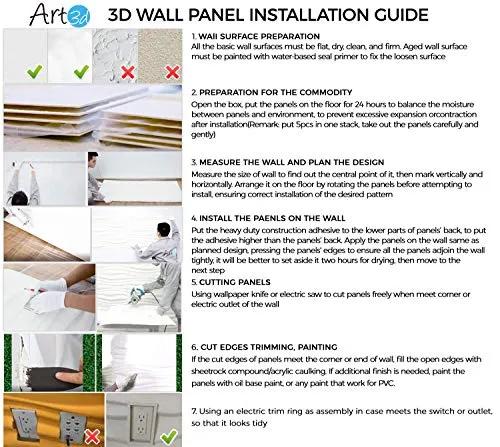 Art3d 32 Sq.Ft 3D Wall Panels, 15  Patterns Decorative 3D Panels, Blue Wave