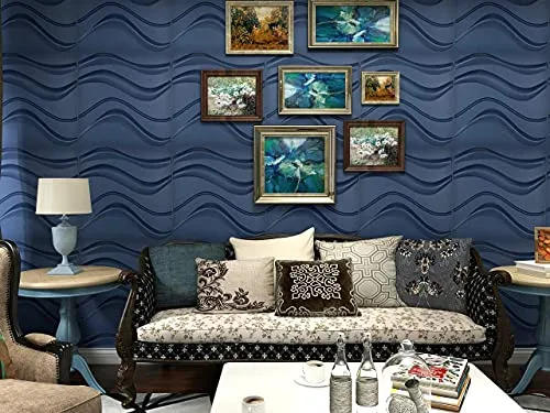 Art3d 32 Sq.Ft 3D Wall Panels, 15  Patterns Decorative 3D Panels, Blue Wave