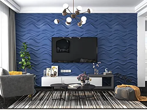 Art3d 32 Sq.Ft 3D Wall Panels, 15  Patterns Decorative 3D Panels, Blue Wave