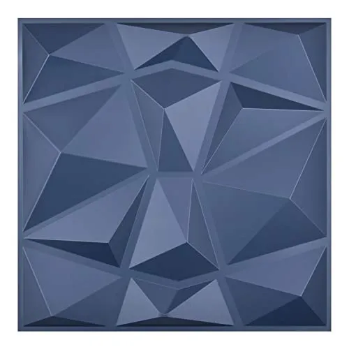 Art3d 3D Paneling Textured 3D Wall Design, Blue Diamond, 19.7" x 19.7" (12 Pack) (Matt Blue)