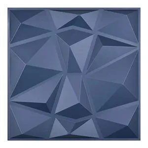 Art3d 3D Paneling Textured 3D Wall Design, Blue Diamond, 19.7" x 19.7" (12 Pack) (Matt Blue)