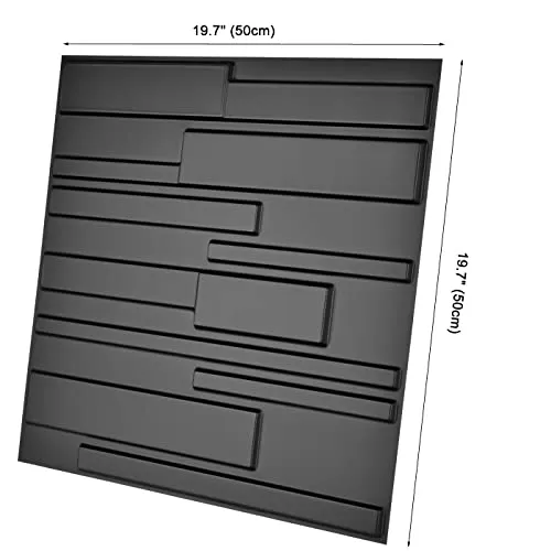 Art3d A10032BK Decorative PVC Wall Panels, 32 Square Feet, 3D Rectangle 3-Black, Sq Ft