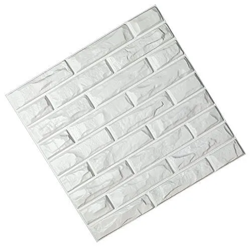 Art3d PVC 3D Wall Panels White Brick Wall Tiles, 19.7" x 19.7" (12 Pack)
