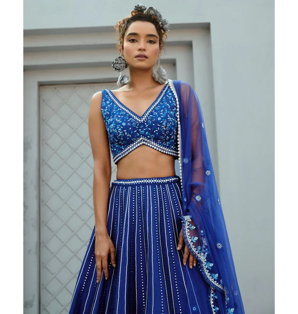 Blue Sunflower Skirt Set