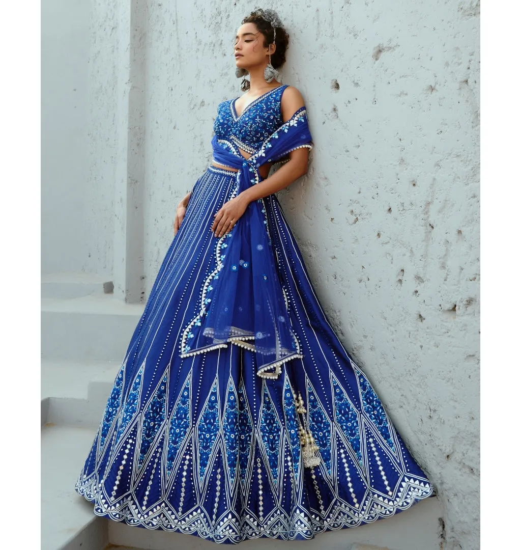 Blue Sunflower Skirt Set