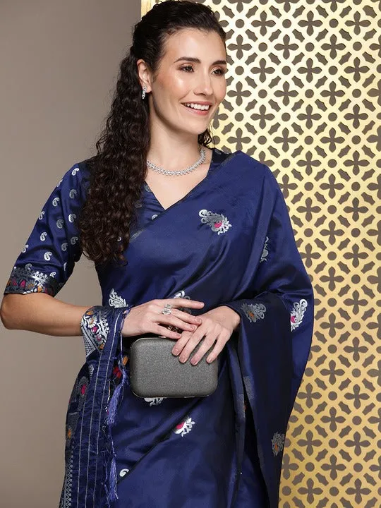 Blue Woven Design Zari Saree