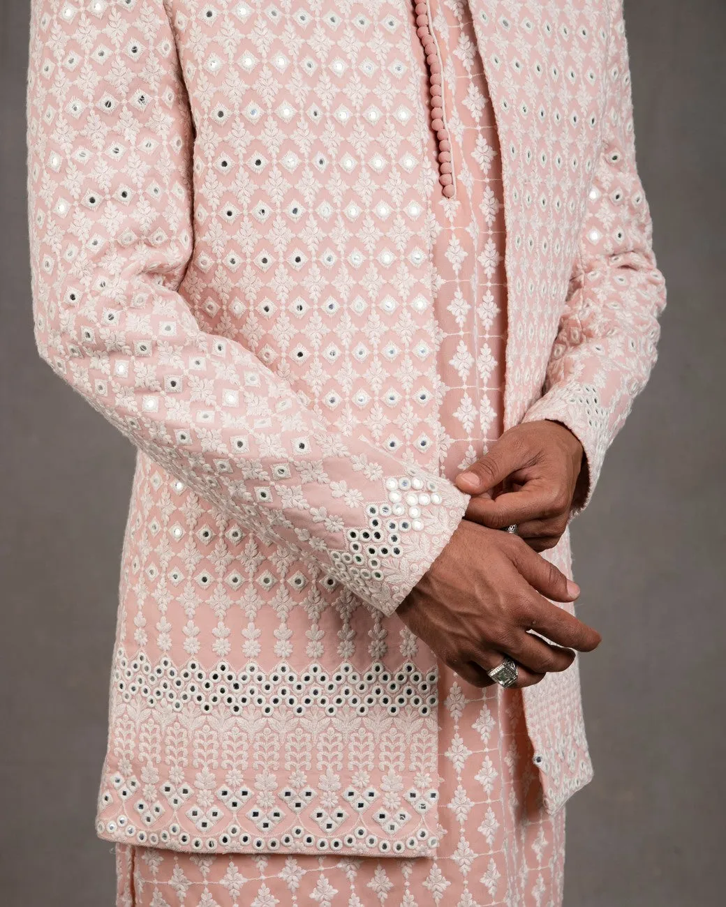 Blush Pink Embroidered Indo Western Set