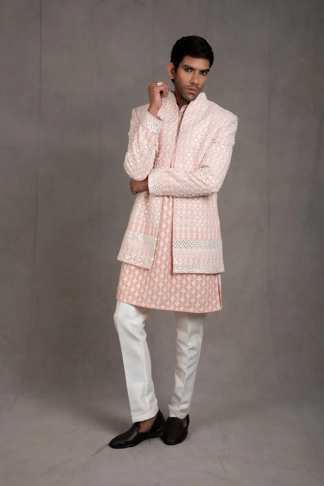 Blush Pink Embroidered Indo Western Set
