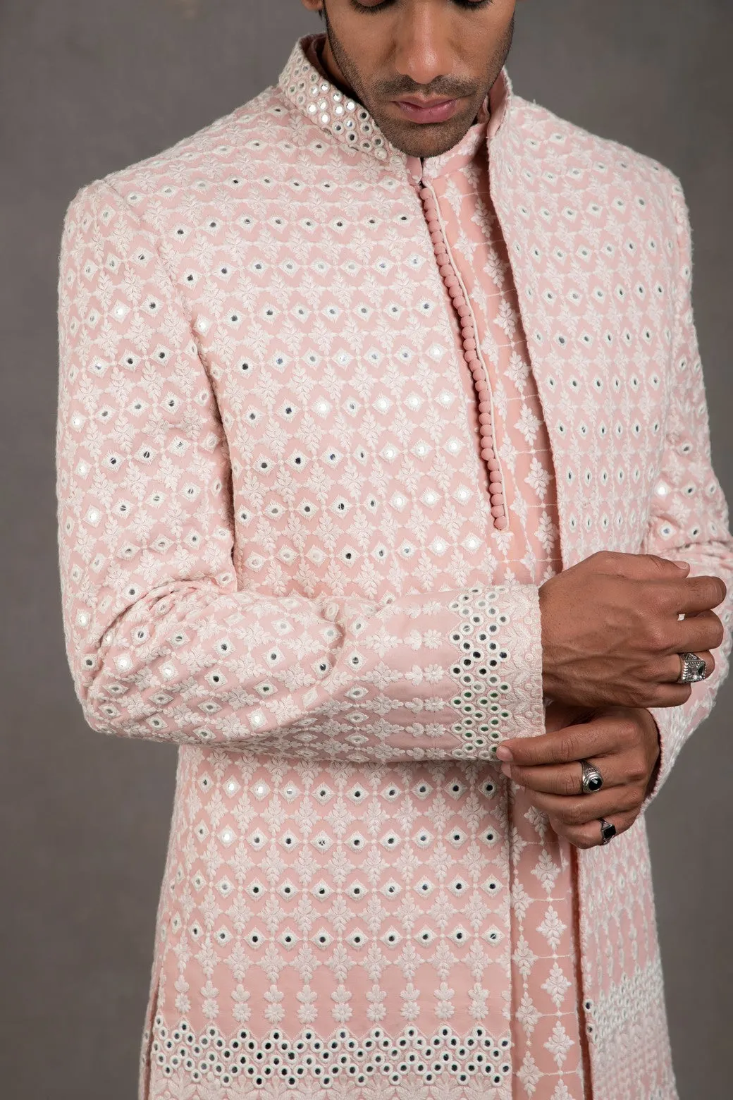 Blush Pink Embroidered Indo Western Set