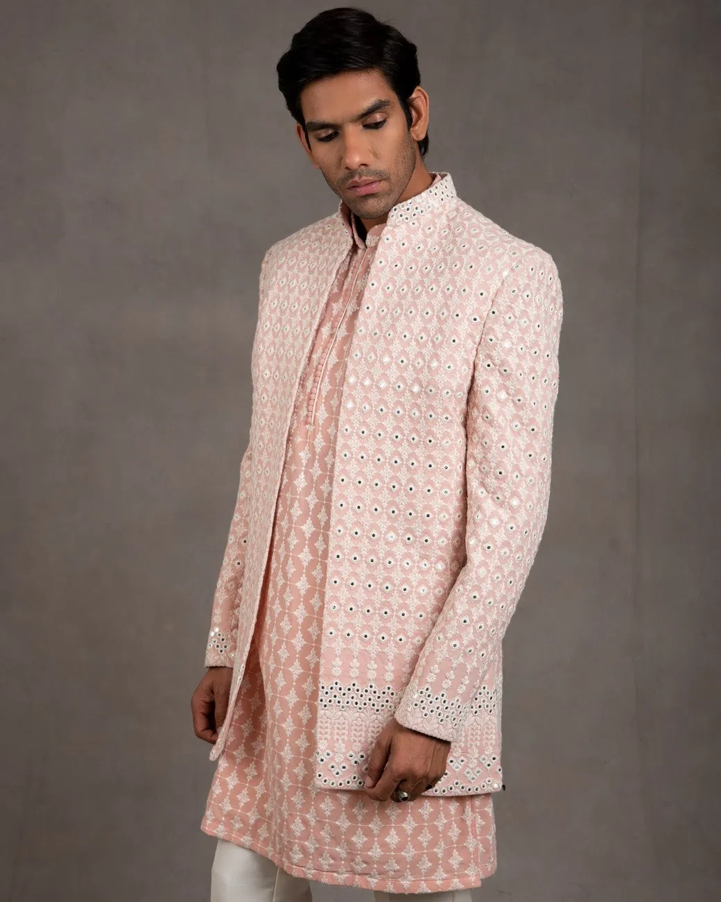 Blush Pink Embroidered Indo Western Set