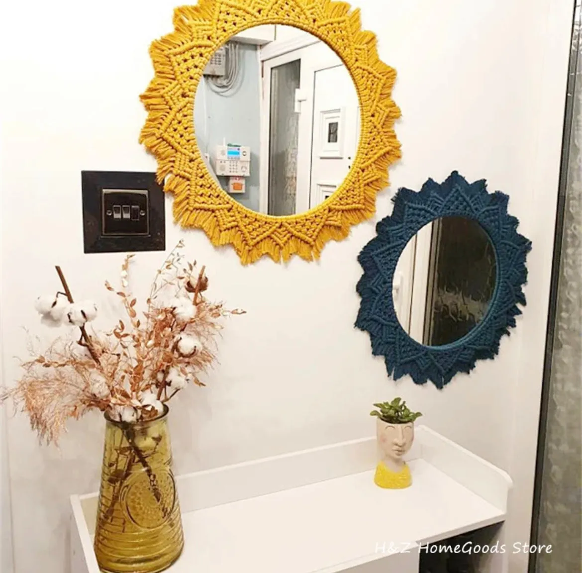 Boho Macrame Mirror