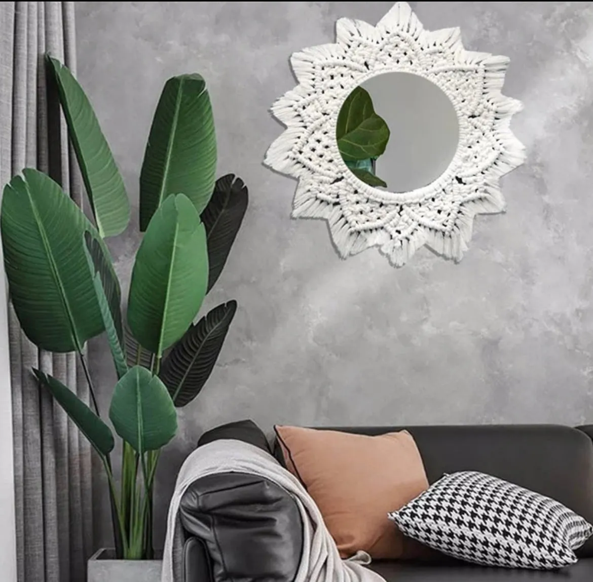 Boho Macrame Mirror