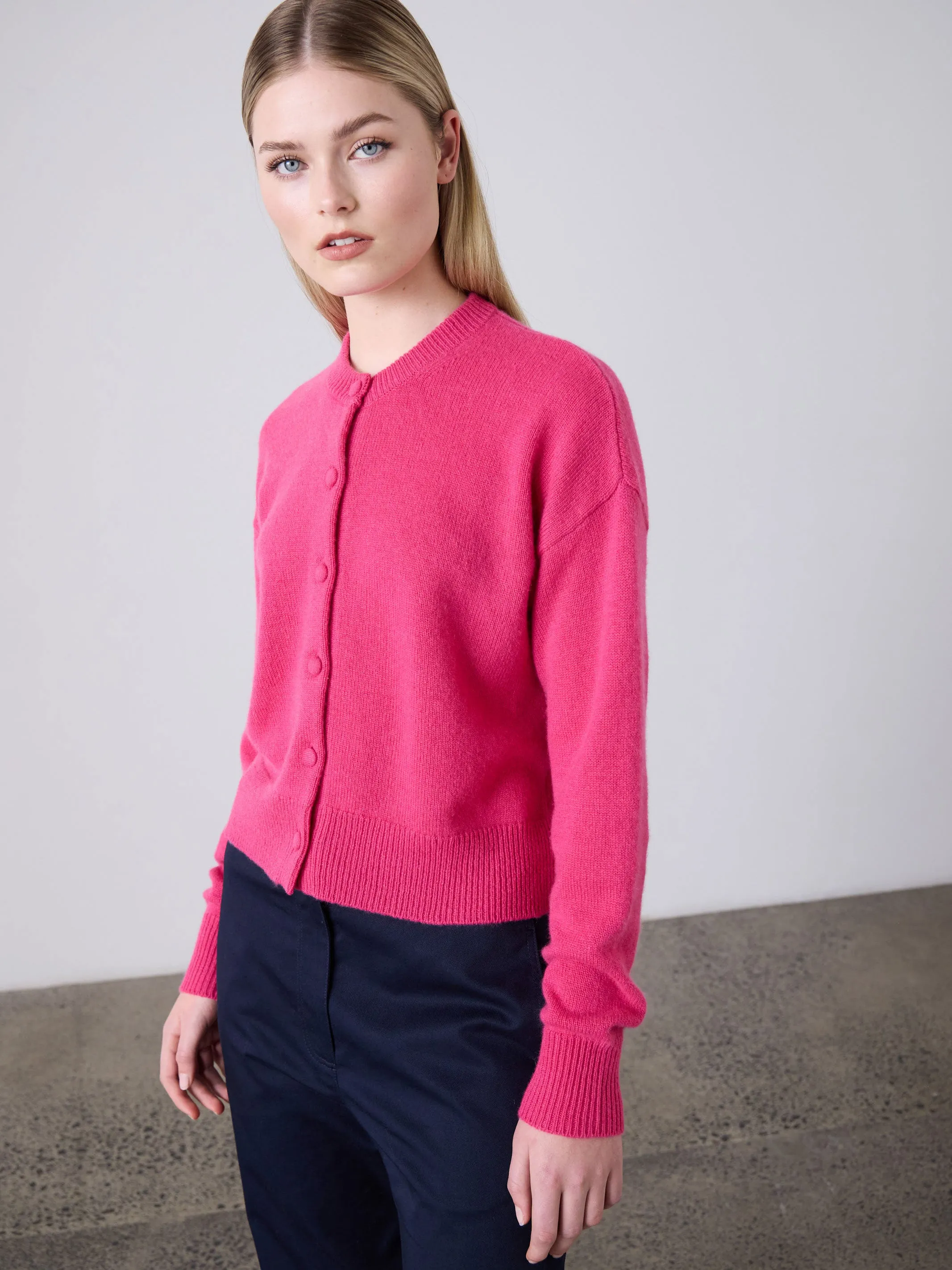 Boxy Cashmere Cardigan - Elsa Pink