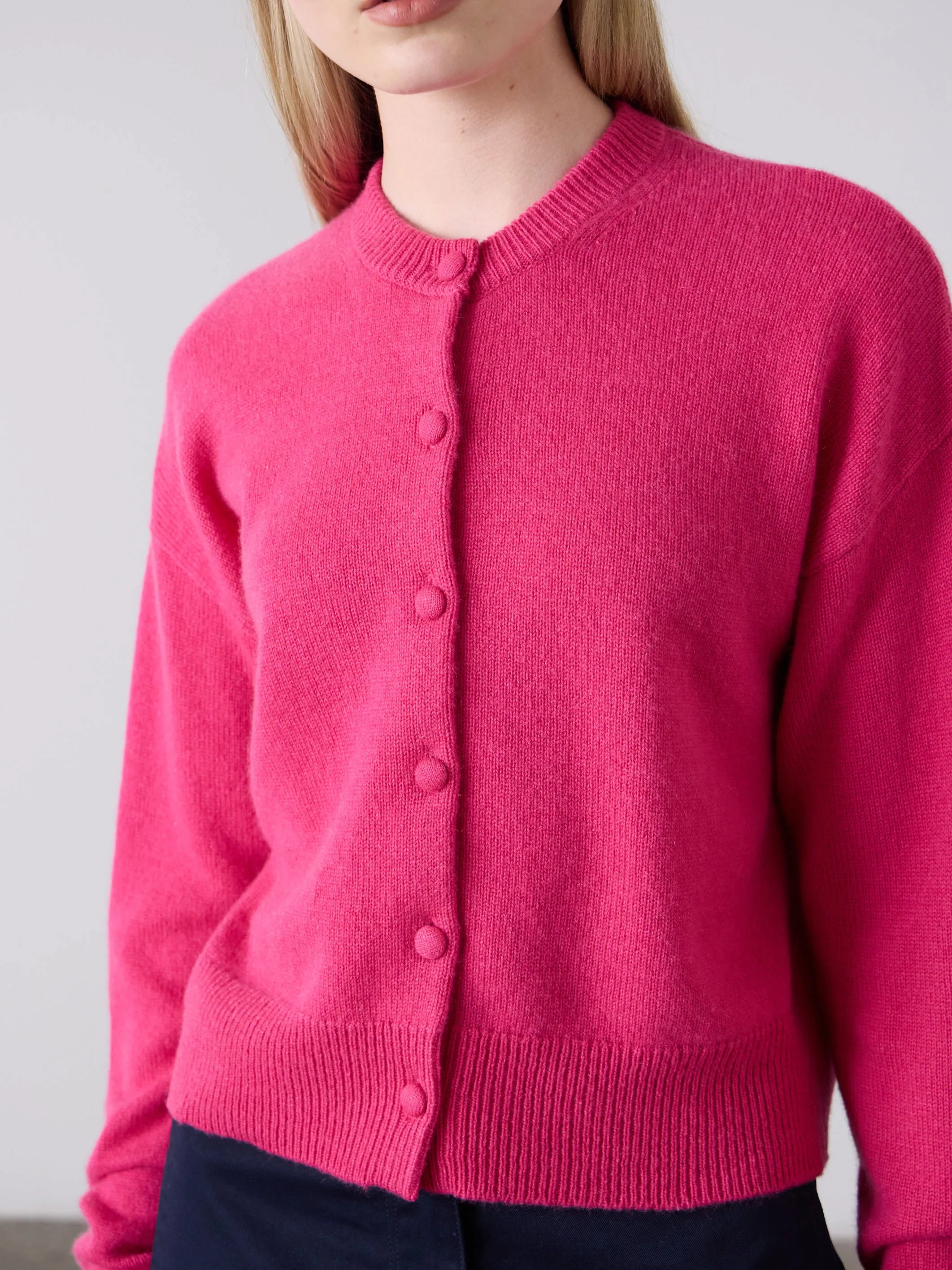 Boxy Cashmere Cardigan - Elsa Pink