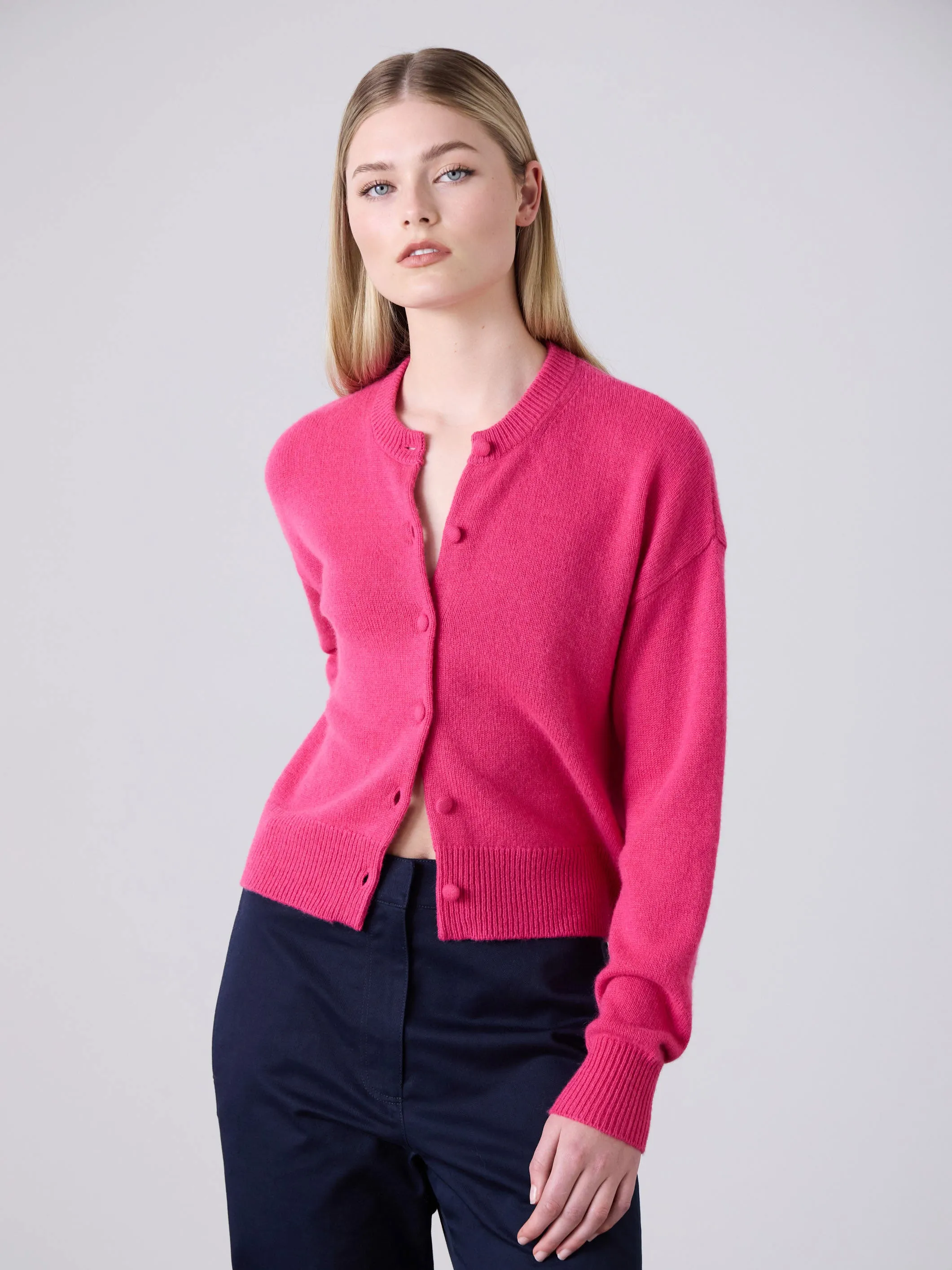 Boxy Cashmere Cardigan - Elsa Pink