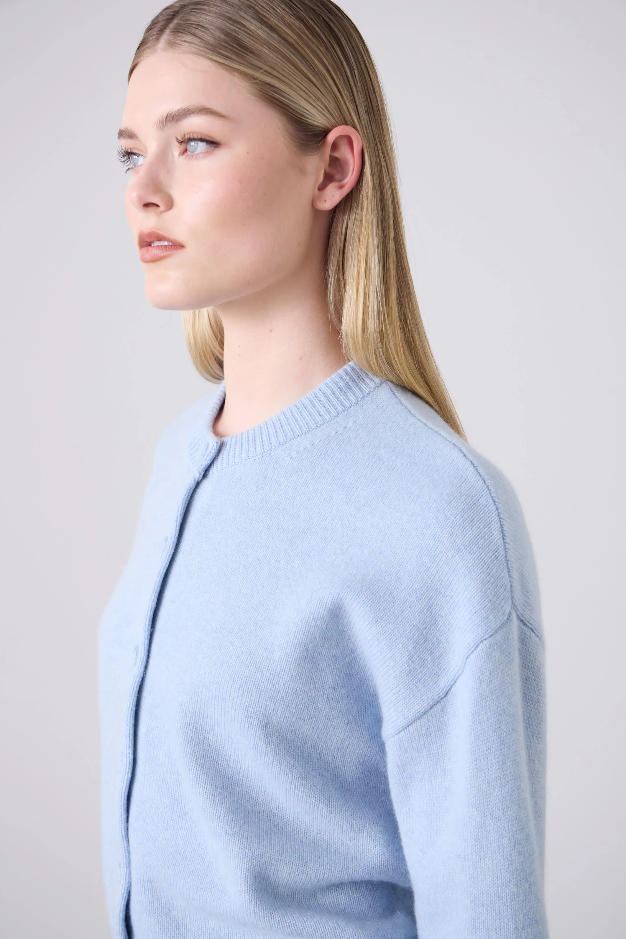 Boxy Cashmere Cardigan - Sky