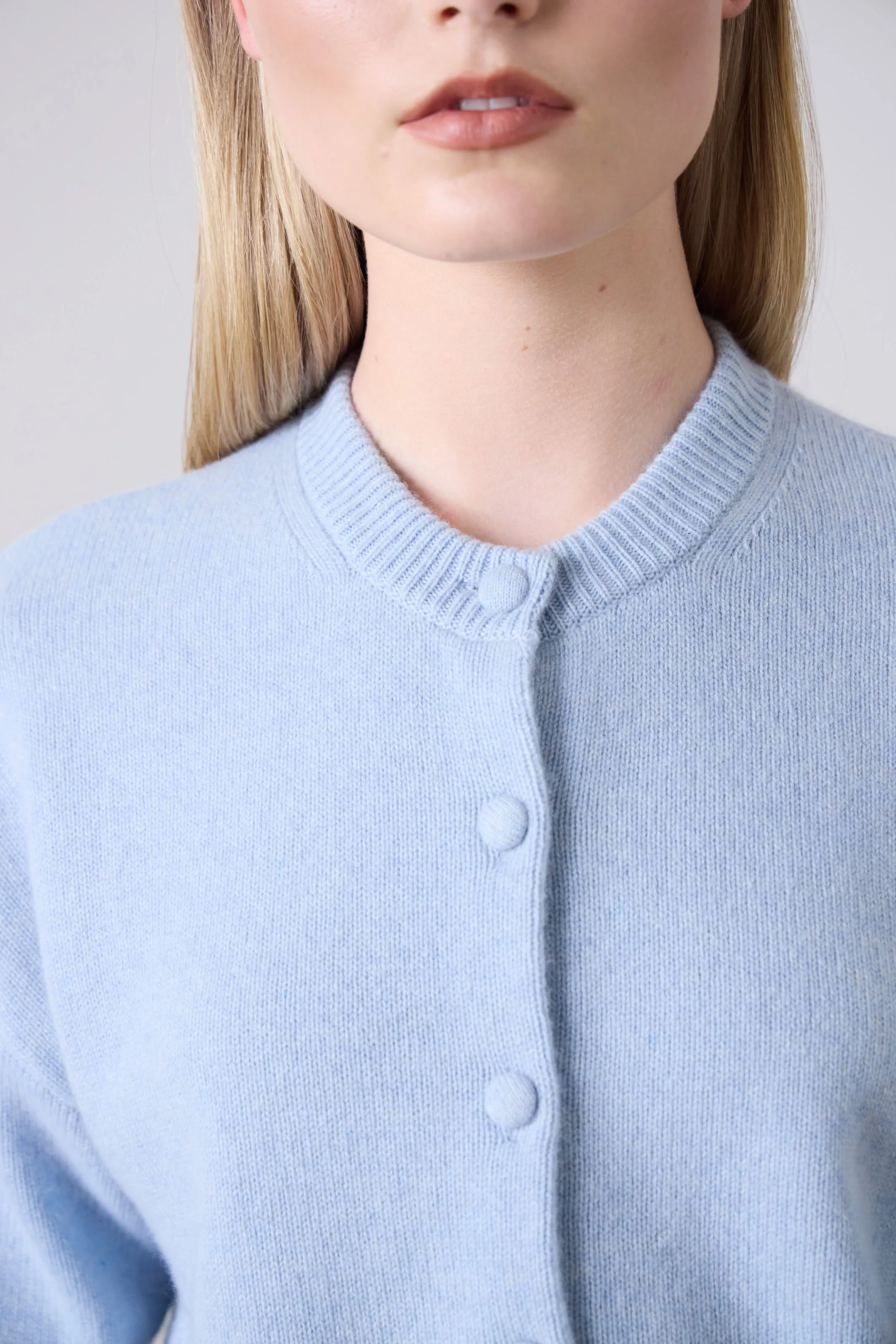 Boxy Cashmere Cardigan - Sky