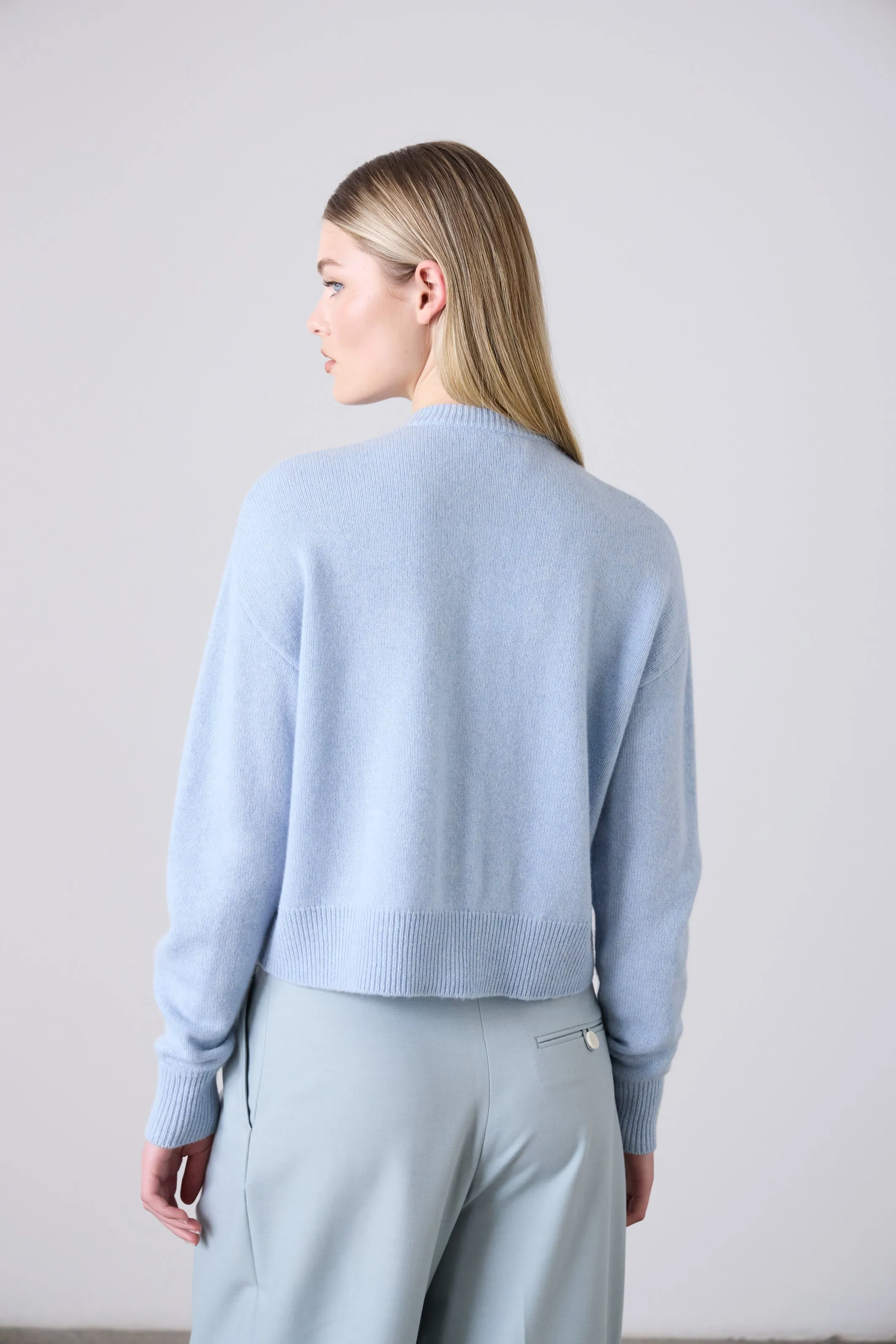 Boxy Cashmere Cardigan - Sky