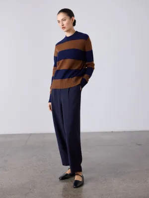 Boxy Cashmere Crew Stripe