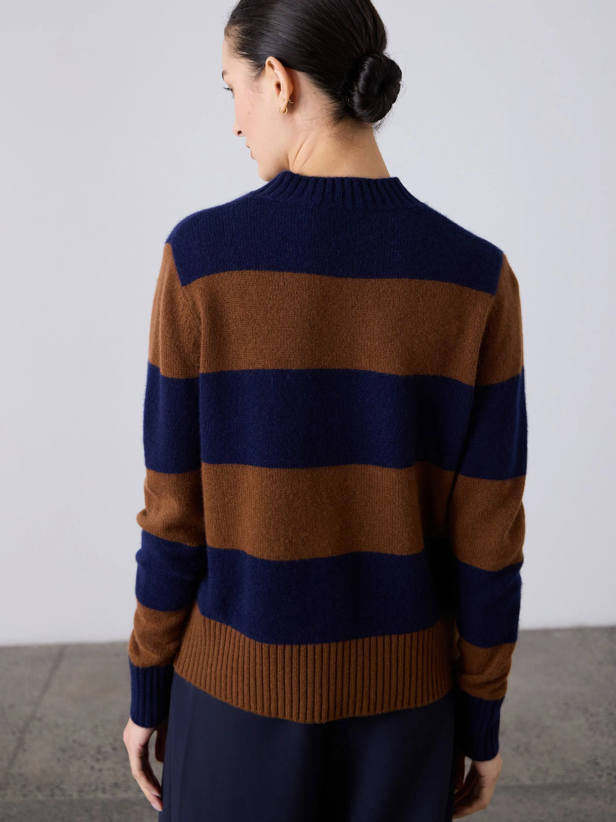 Boxy Cashmere Crew Stripe