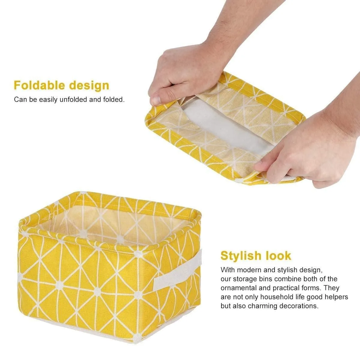 Canvas Fabric Basket with Handle (Random Prints)