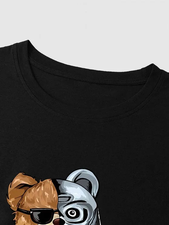 Cartoon Bear Pattern T Shirt And Shorts Set