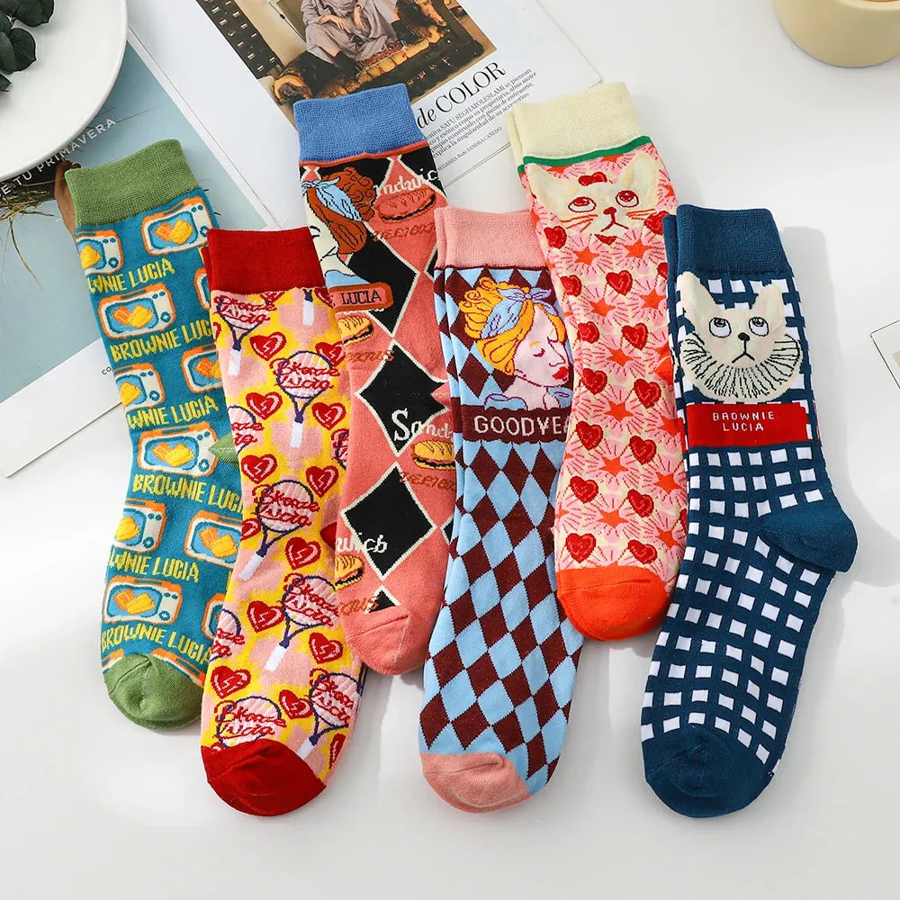 Cartoon Cat Socks 6 Pack