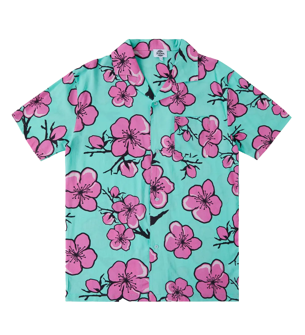 Cartoon Cherry Blossom Camp Shirt