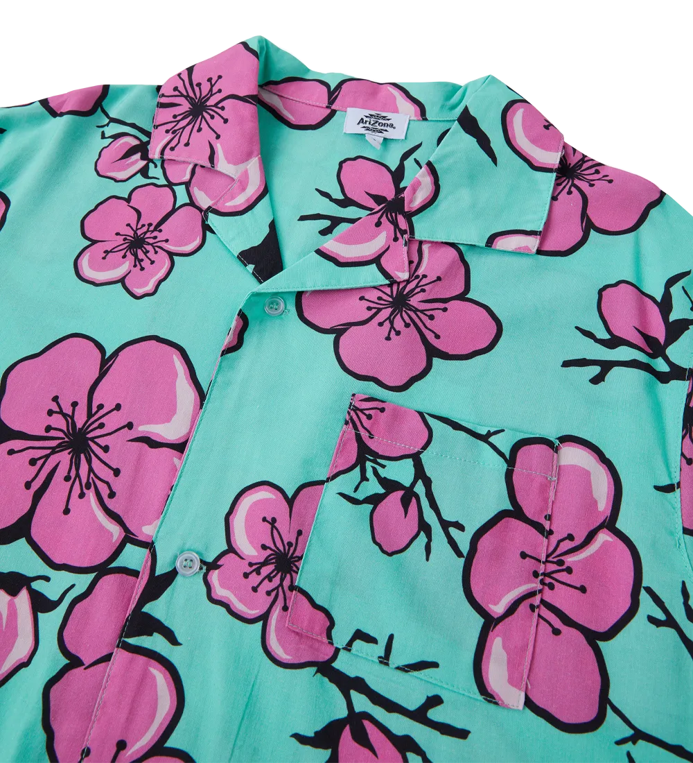 Cartoon Cherry Blossom Camp Shirt
