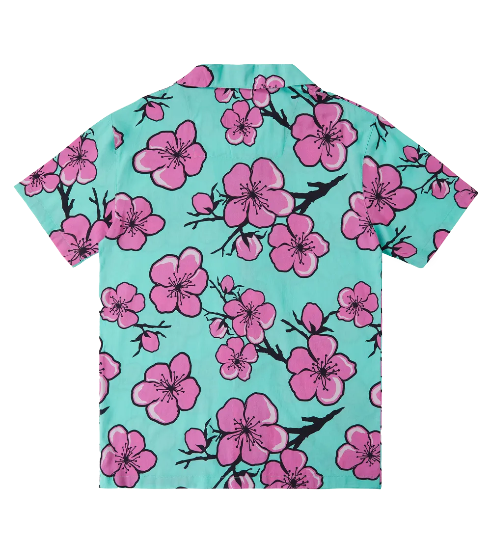 Cartoon Cherry Blossom Camp Shirt