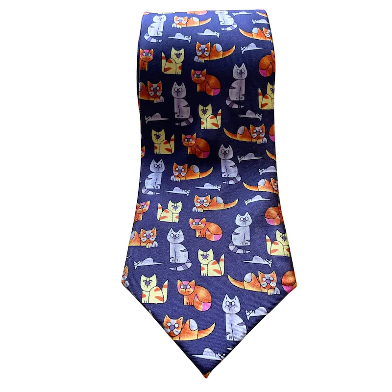 Cats and Mice Blue Silk Tie