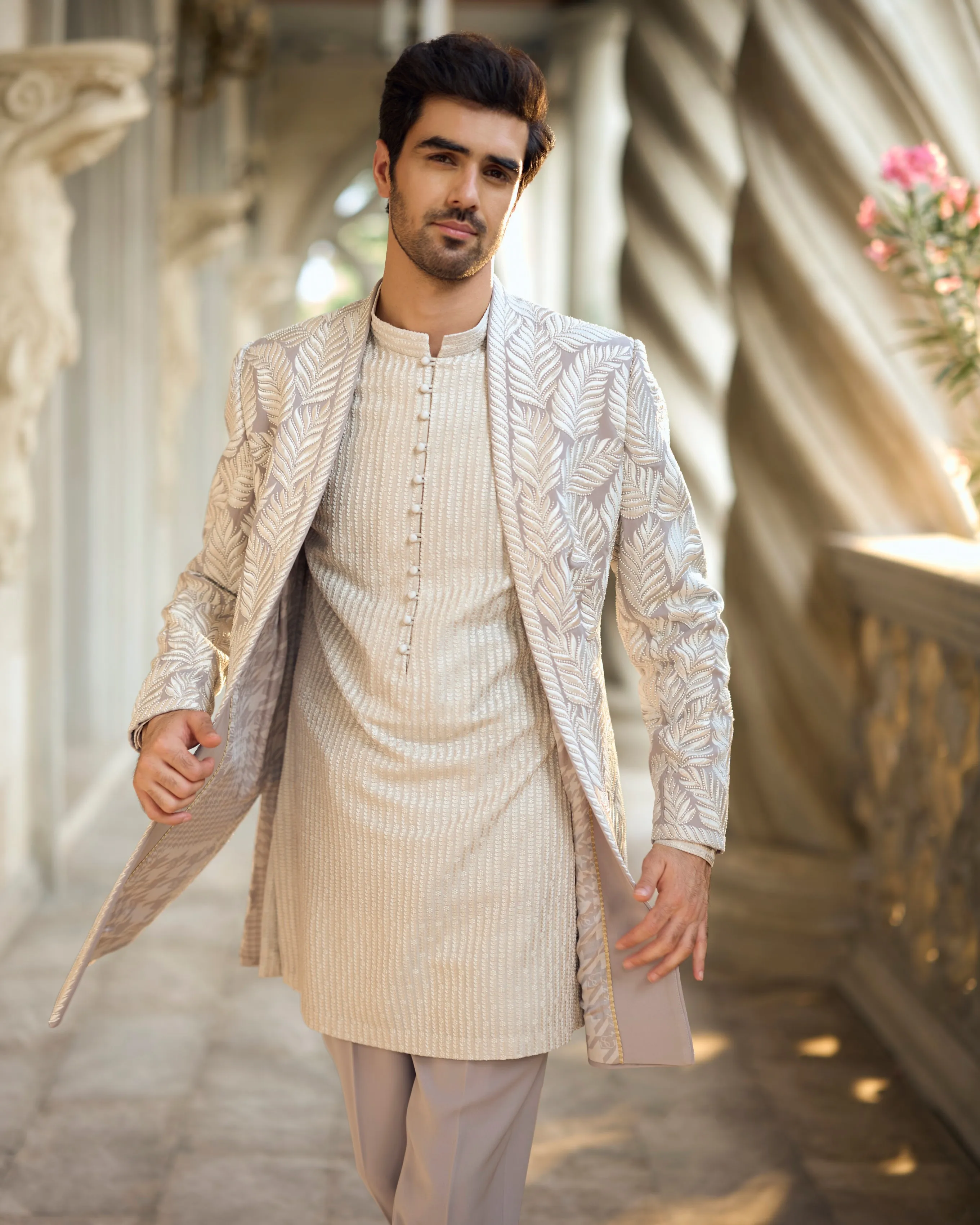 Chapelle Grey Open Jacket Set
