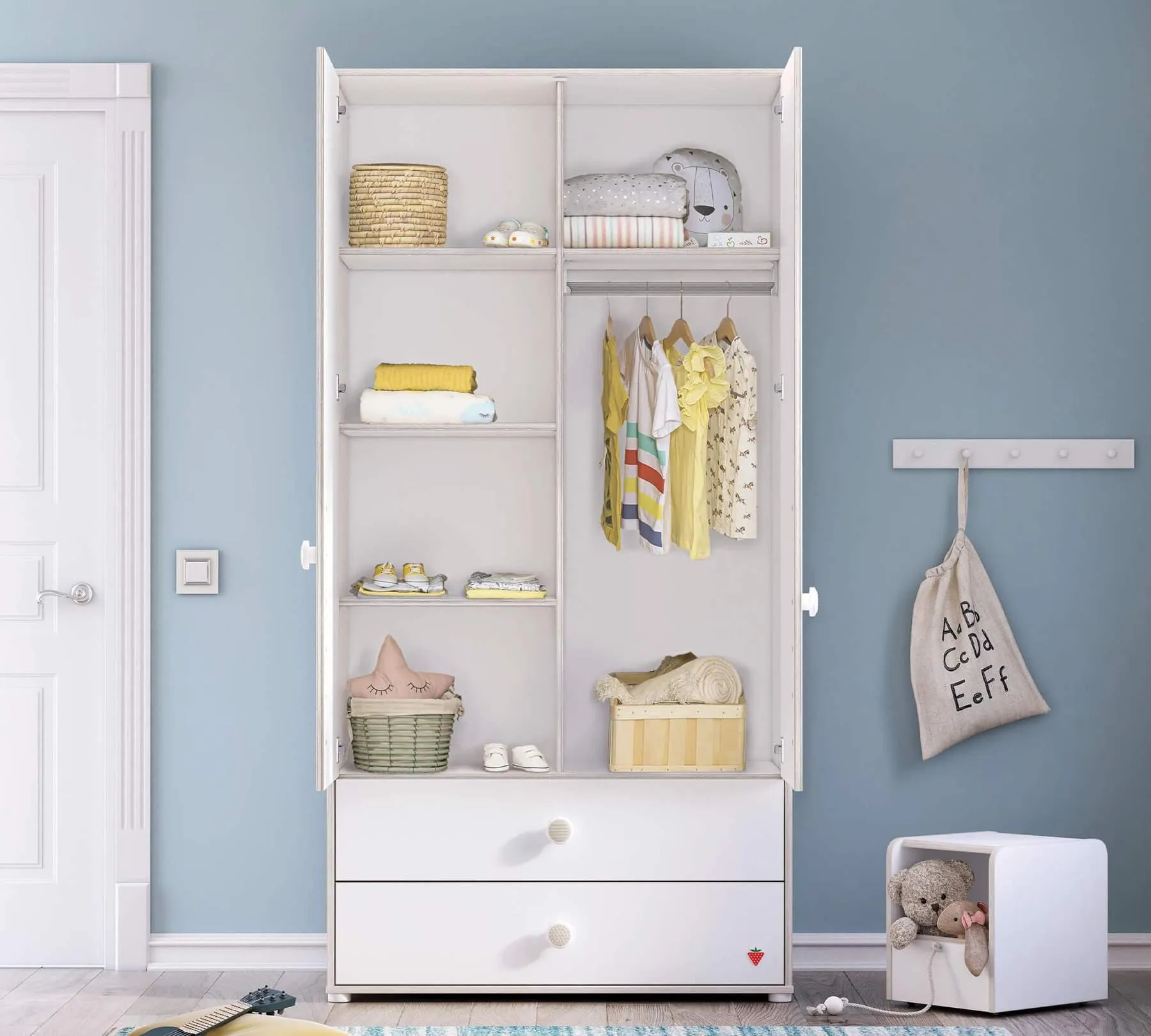 Cilek Montes White 2 Doors Wardrobe
