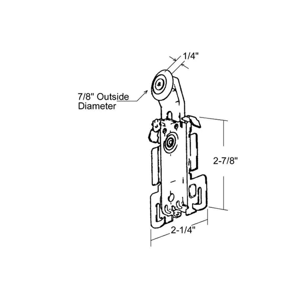 Closet Door Roller with 7/8" Nylon Round Edge Roller for Acme and Stanley Closet Doors
