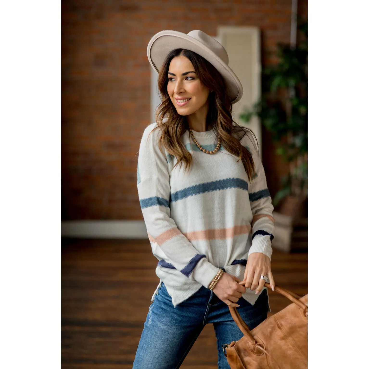 Color Side Slit Sweater