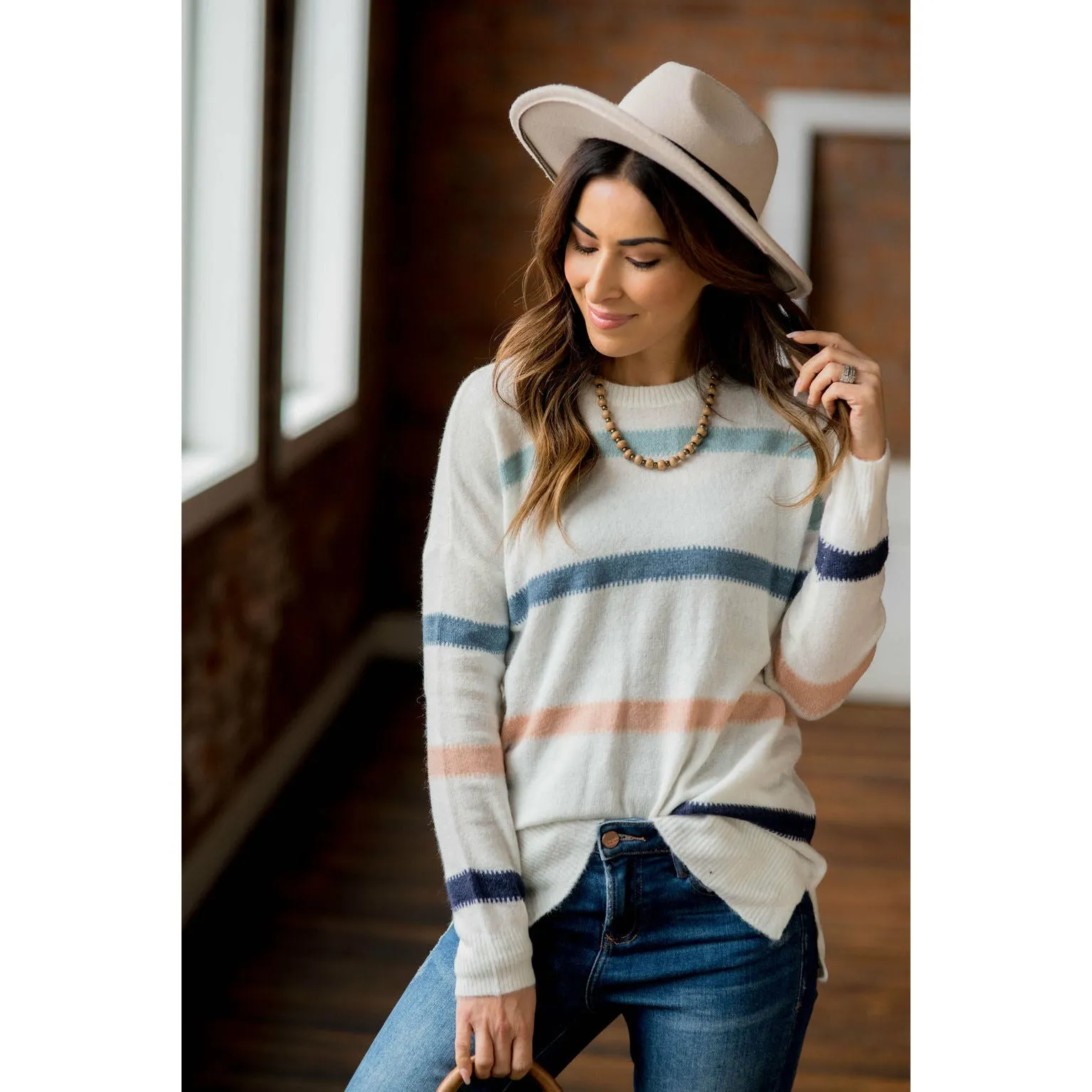 Color Side Slit Sweater