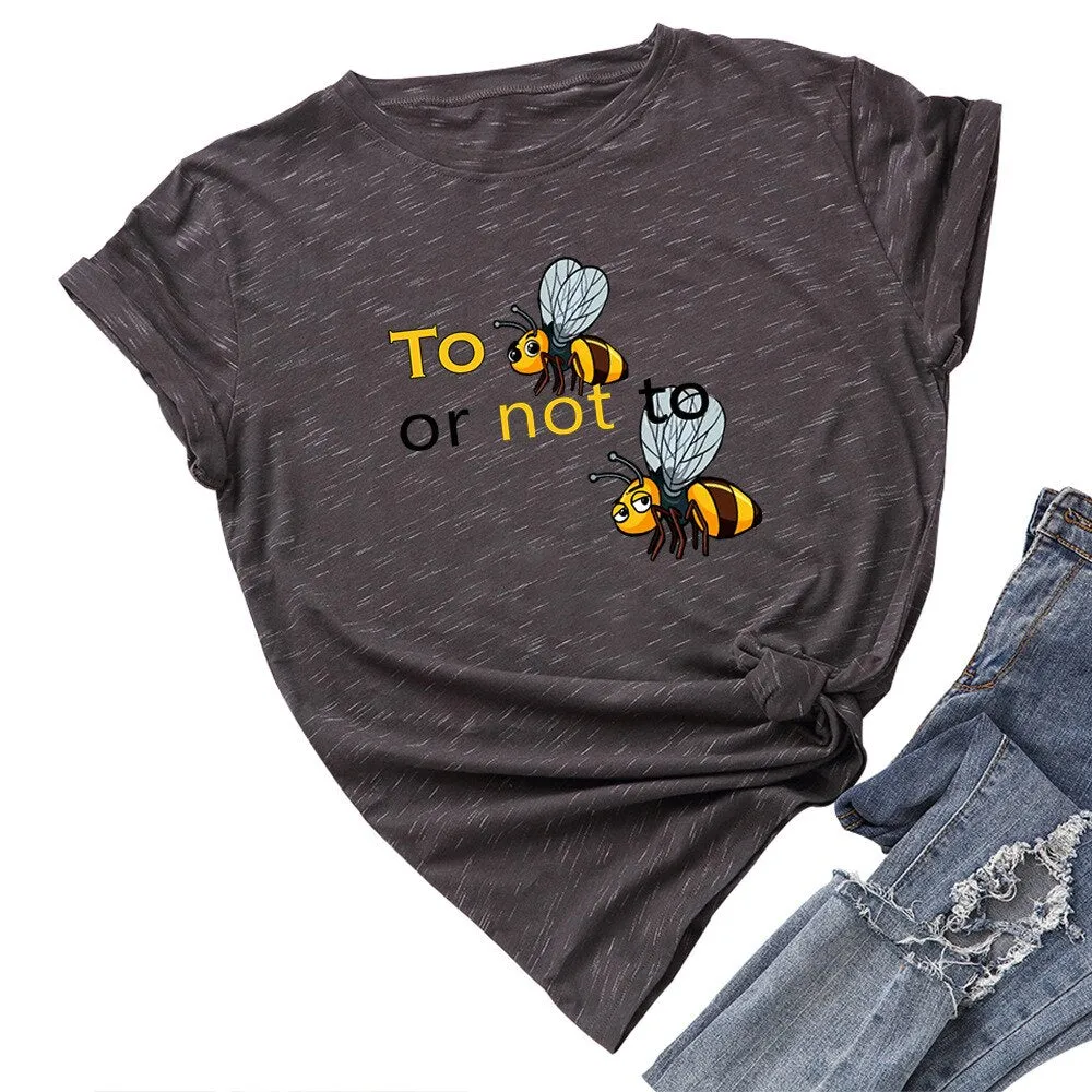 Cotton To Bee Letter Print T Shirt