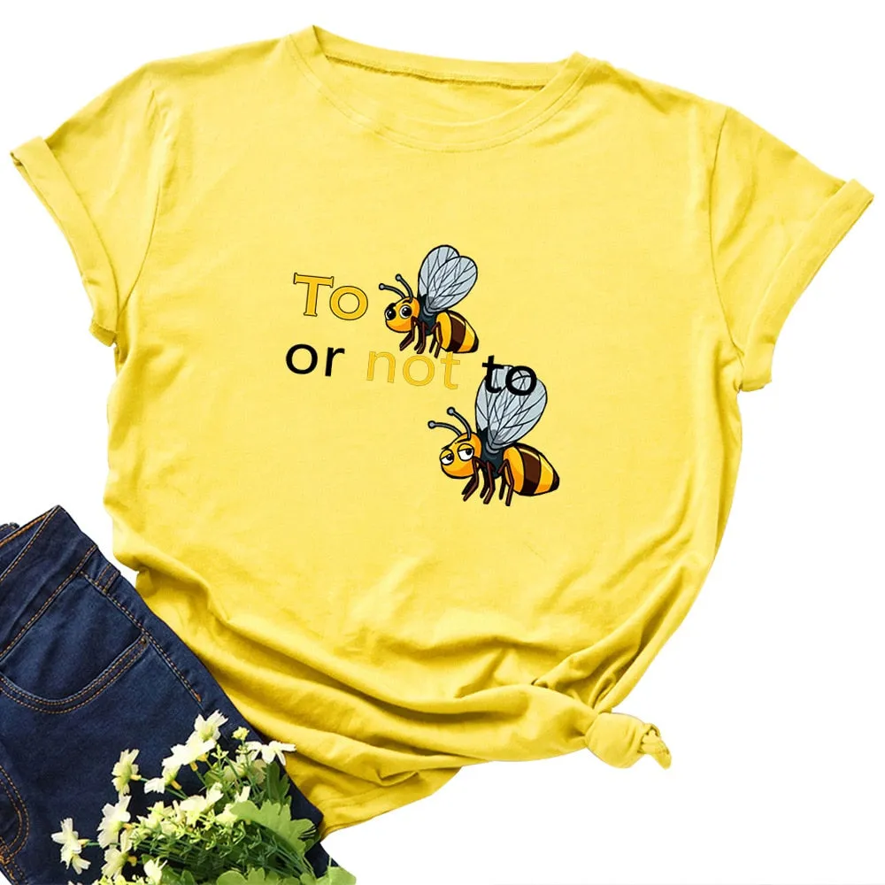 Cotton To Bee Letter Print T Shirt
