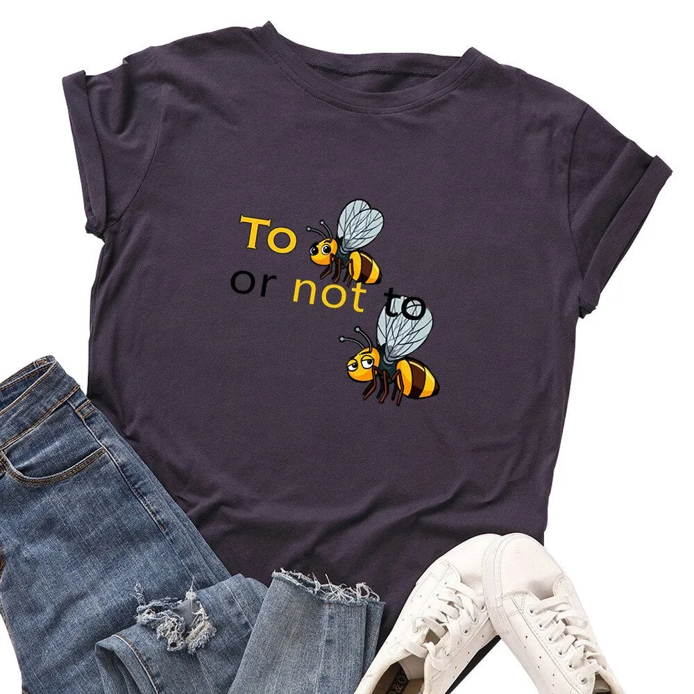Cotton To Bee Letter Print T Shirt