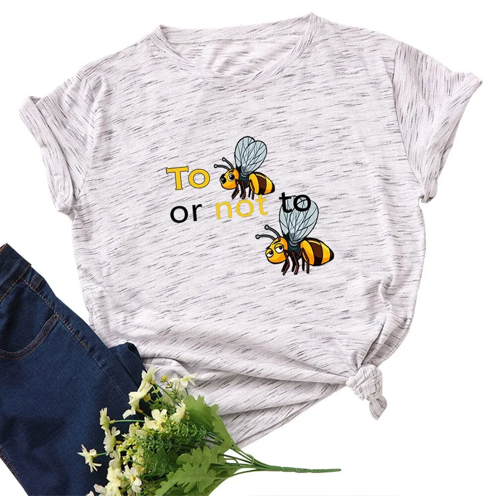 Cotton To Bee Letter Print T Shirt