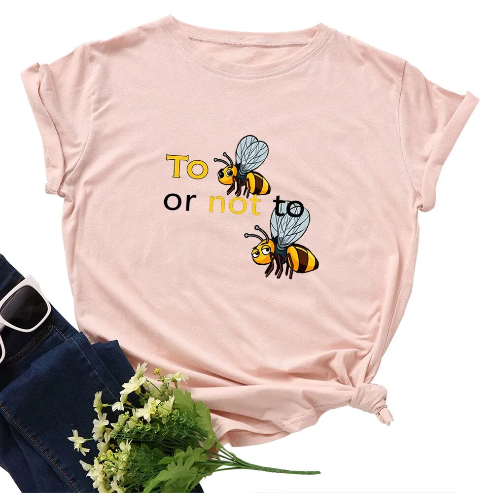 Cotton To Bee Letter Print T Shirt