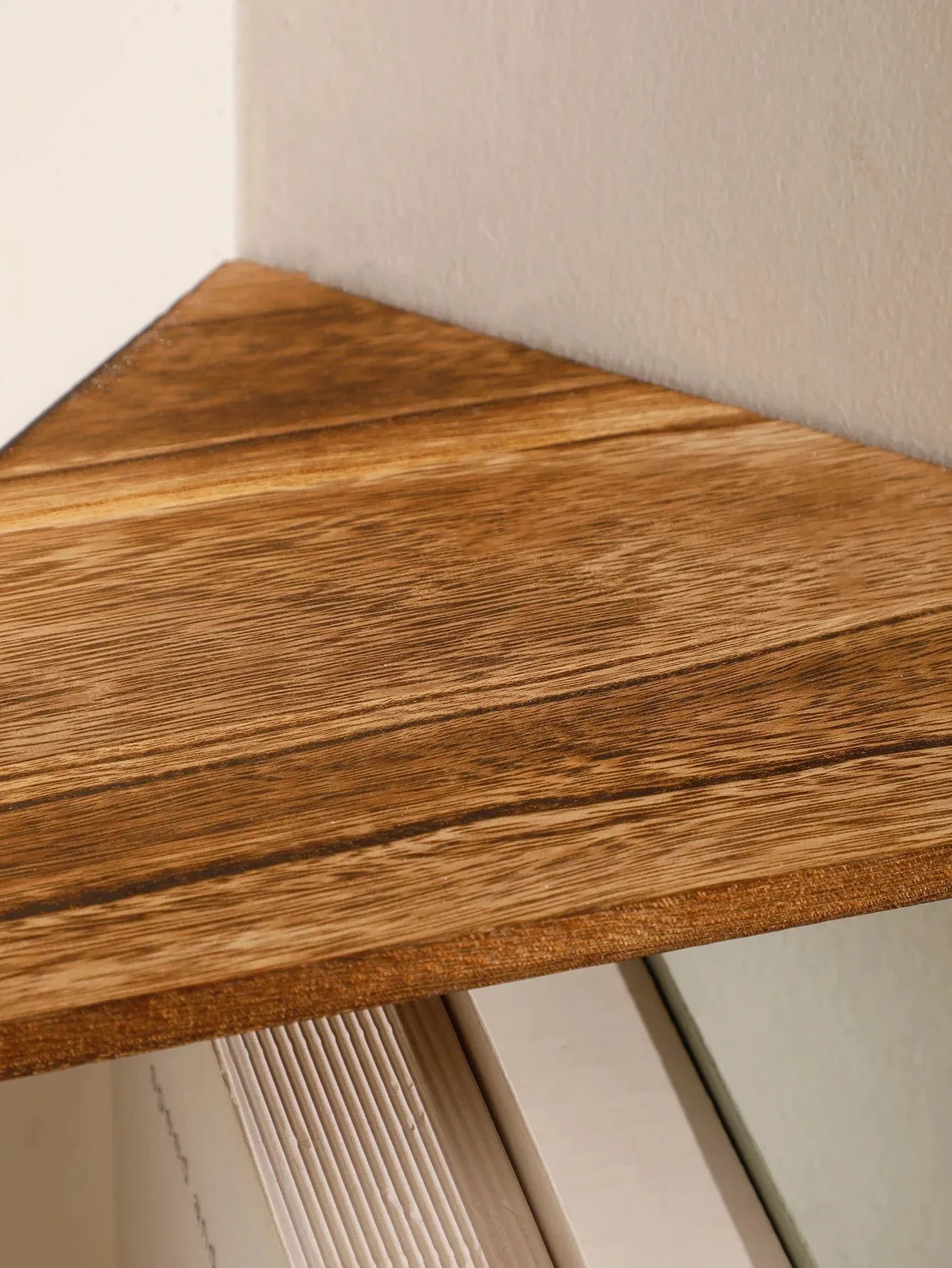 Dark Wood Corner Shelf for Home Display and Storage