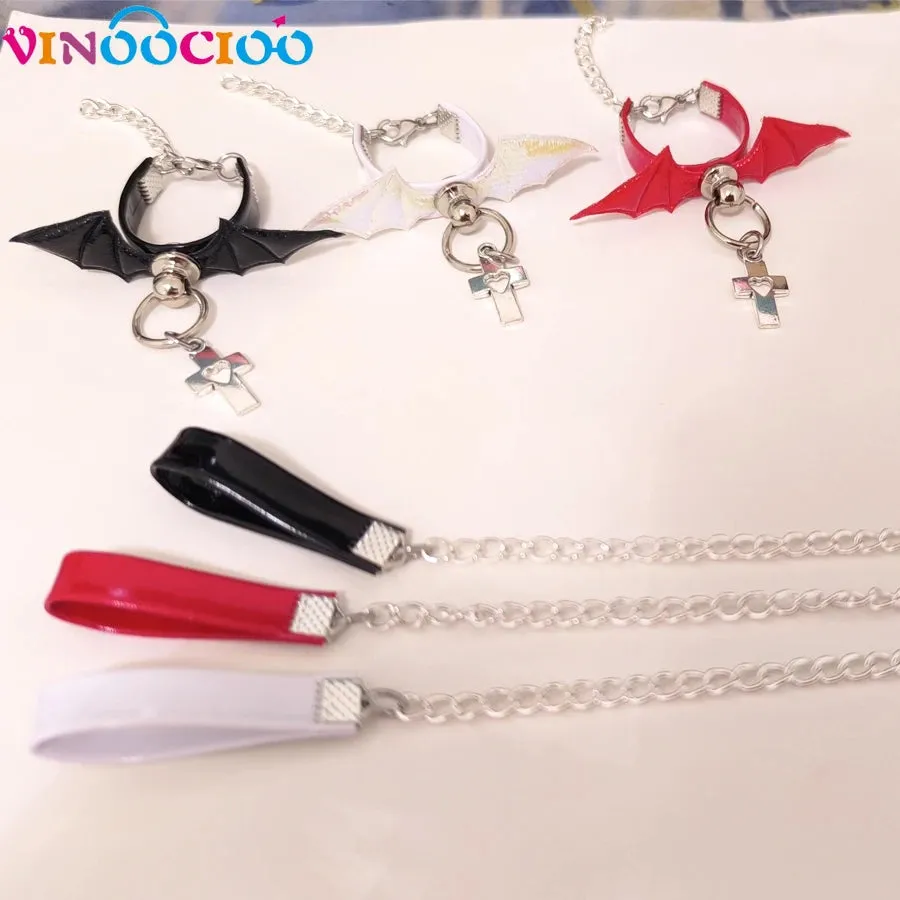 Devil Wing Choker Necklace for BJD Dolls (1/6, 1/4, 1/3 Scale) - Leather Leadrope Accessories