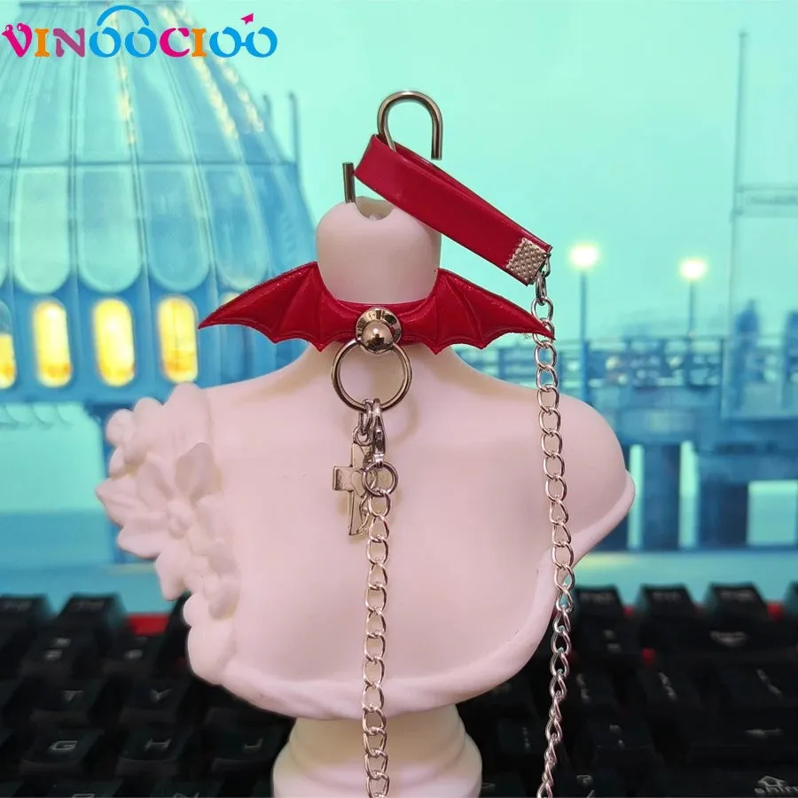 Devil Wing Choker Necklace for BJD Dolls (1/6, 1/4, 1/3 Scale) - Leather Leadrope Accessories